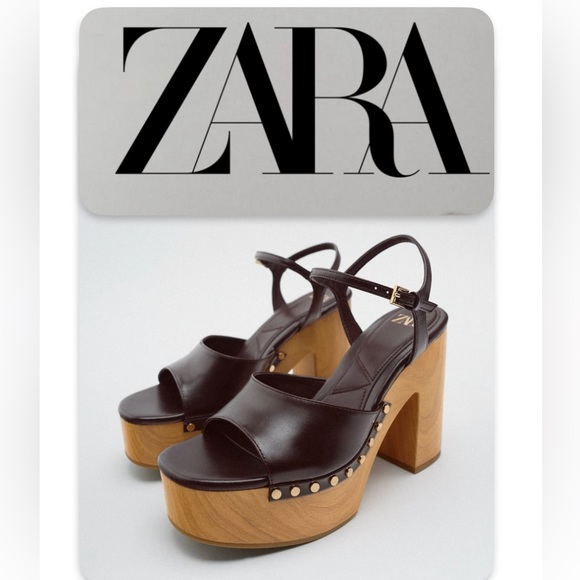 🌼Zara High Heel Platform Sandals Size 9 - Picture 1 of 13